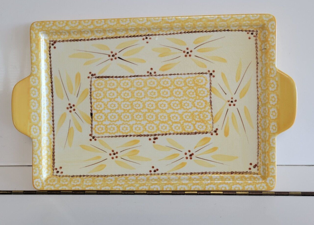 Temptations by Tara YELLOW Florals Rectangular Serving Platter 15.5 By 9.5 Inch