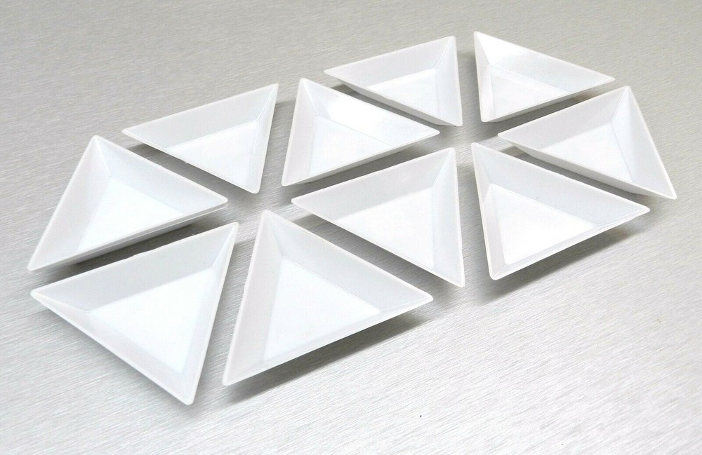 Sorting Trays Plastic Triangular White 10 Pcs Beads Colored Stones Crafts Hobby