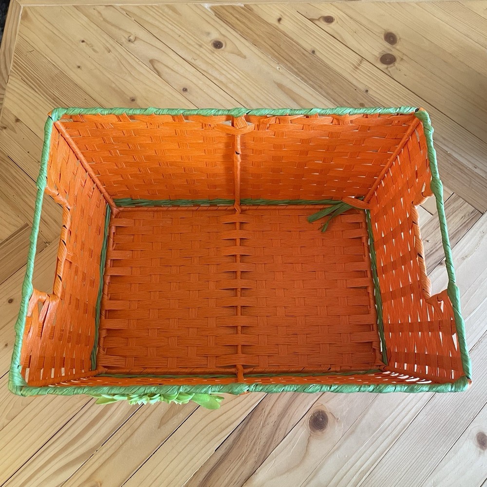 Flower Straw Basket Orange & Green