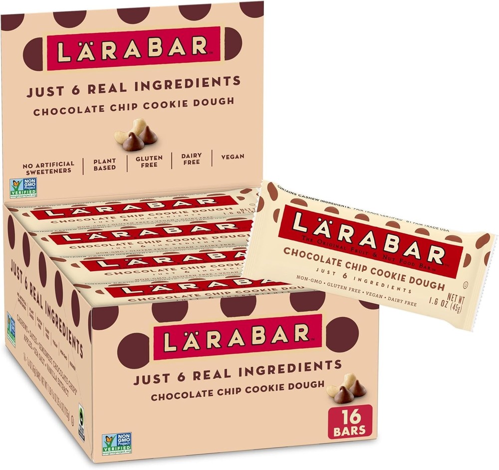 Larabar Chocolate Chip Cookie Dough, Gluten Fruit & Nut Bar, 16 Ct