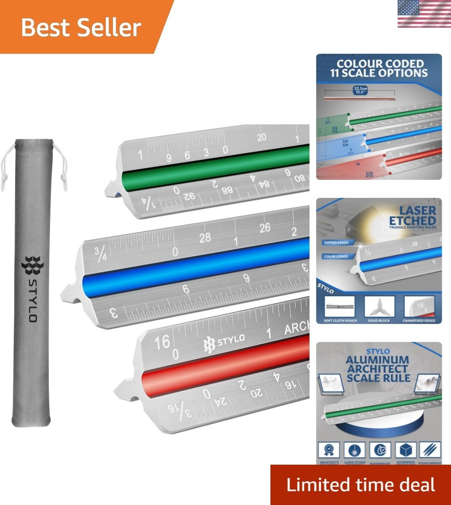 Color-Coded 12" Architectural Scale Ruler - Safe Design & Supreme Precision