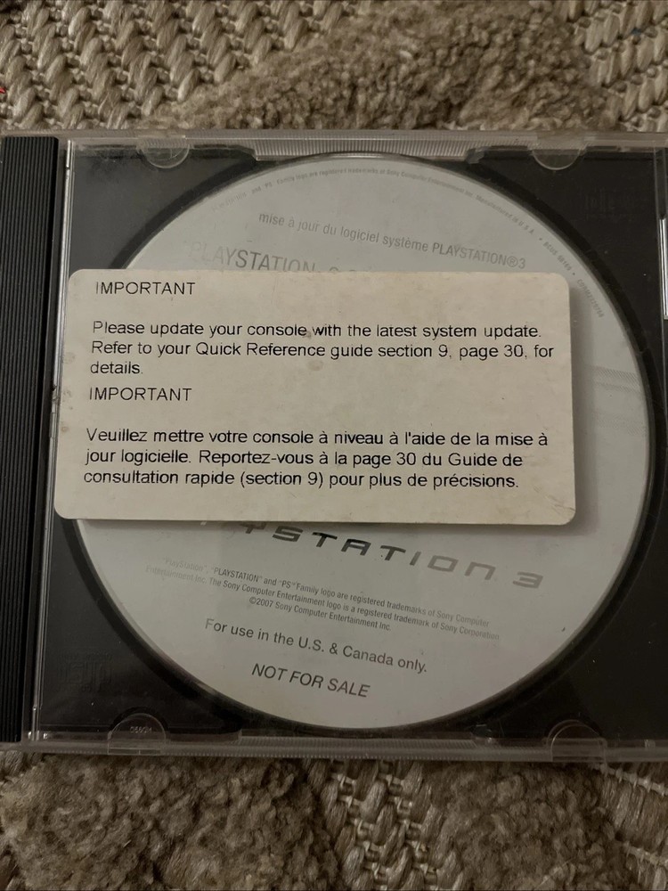 NEW PlayStation 3 (PS3) System Software Update Disc (Version 2.0) RARE HTF
