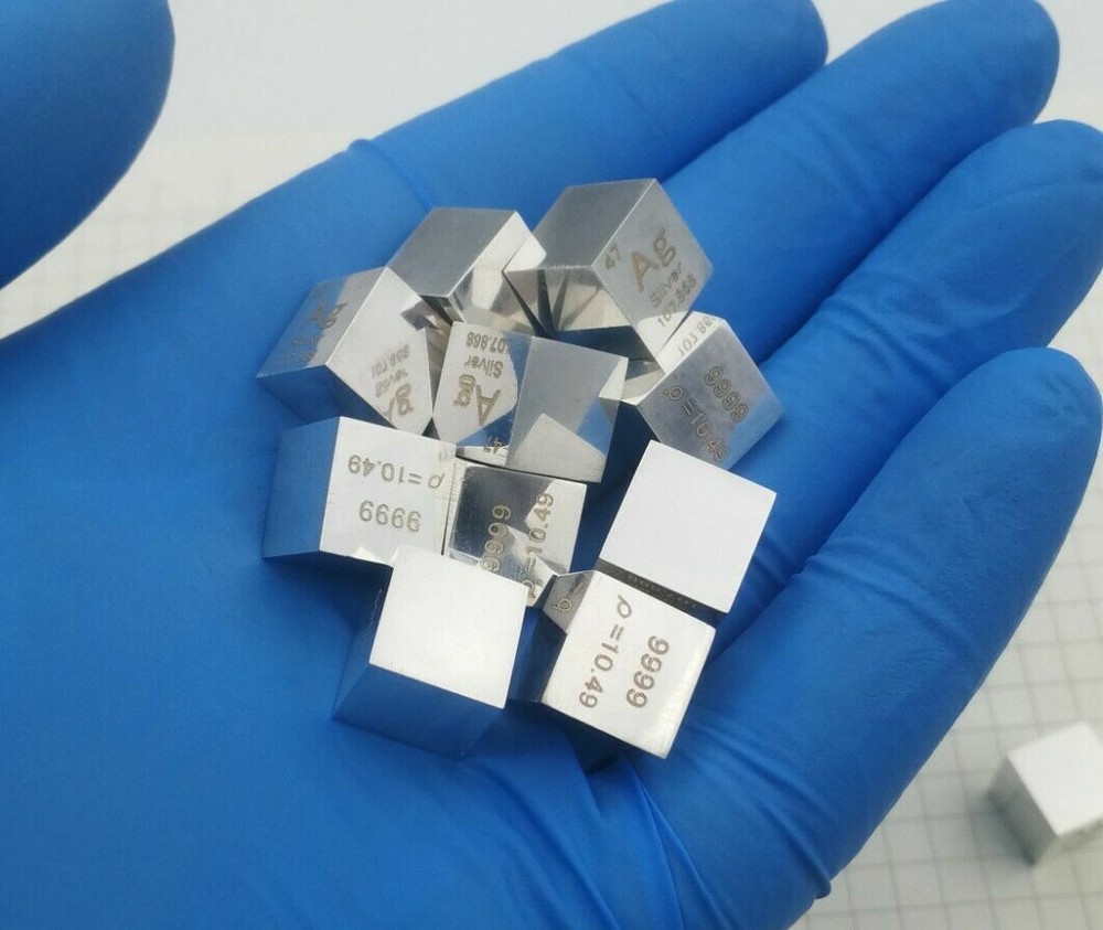 10mm Metal silver Cube 99.99% Pure Ag Density Cube Specimen Element Collection