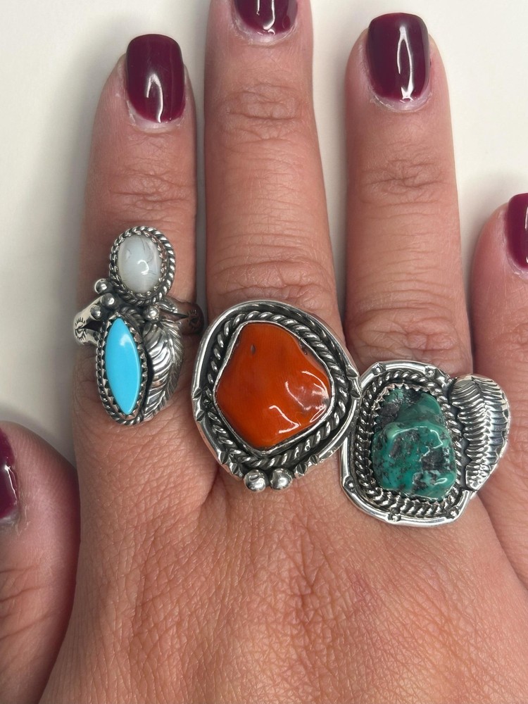 Native American Turquoise Sterling Silver Ring Size 9