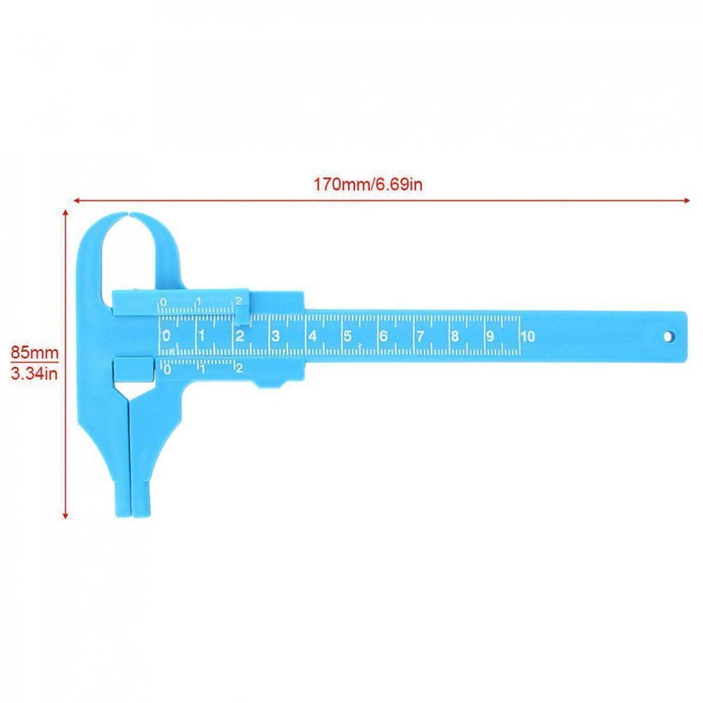 0-100mm Double Scale Blue Plastic Vernier Caliper Depth Measurement