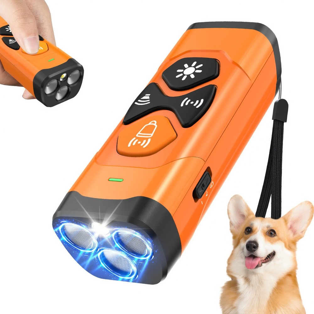 3X Ultrasonic Dog Trainer w/ Flashlight, 28ft Range, Bark Control, 3 Modes