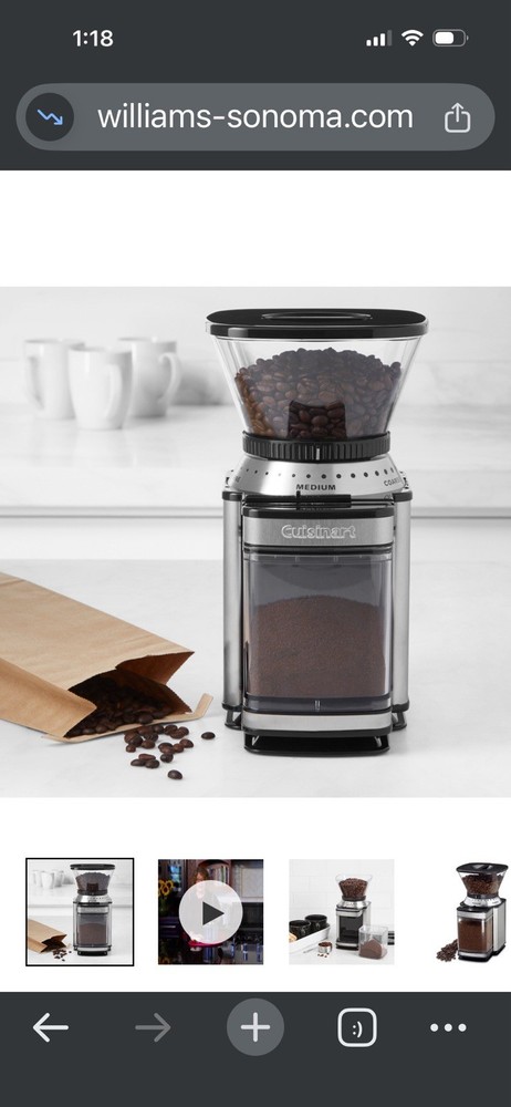 Coffee Grinder Cuisinart Supreme Grind Automatic Burr Mill DBM-8 Read Descriptio