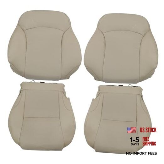 Front Driver & Passenger Bottom & Top Lean Back Replacement Leather Seat Tan
