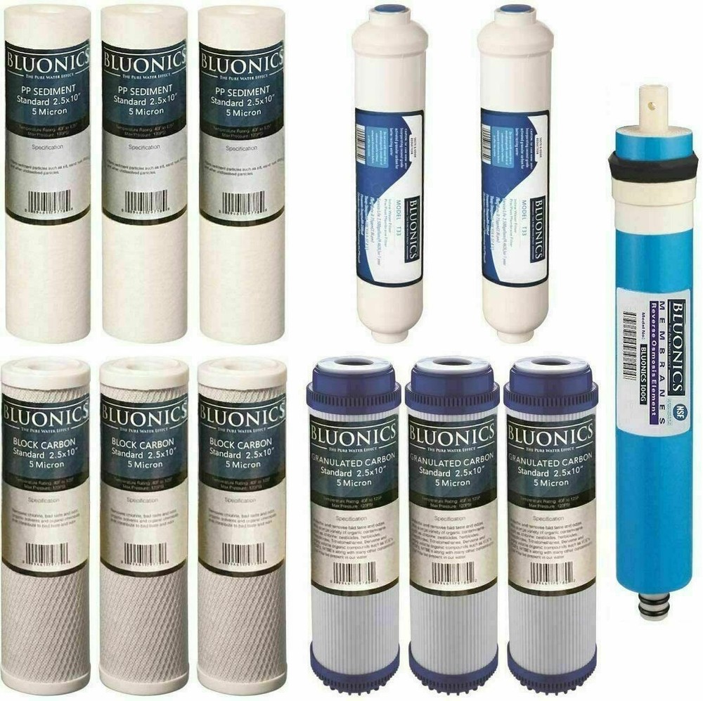 12 pc Reverse Osmosis Replacement Filter Set  RO Cartridges w/ 100 GPD Membrane