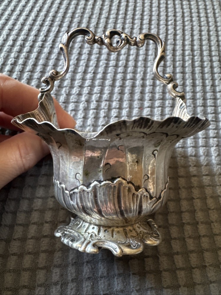 Antique Coin Silver Small Basket-Hallmarks-Not British