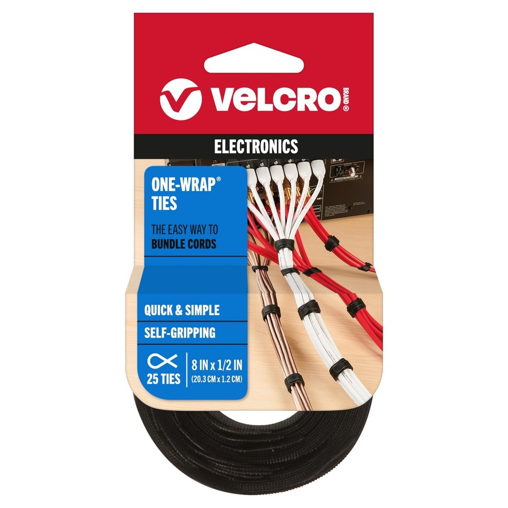 Cable Ties  25 Pc Reusable 8"x1/2" Wire Office Organization Bundle Straps.