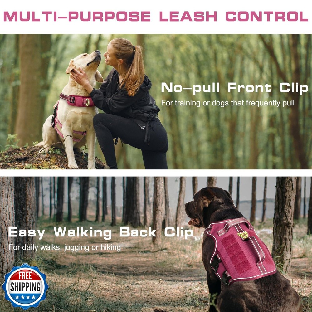 Tactical Dog Harness Medium Sized, Heavy Duty No Pull Dog Harness with Handle