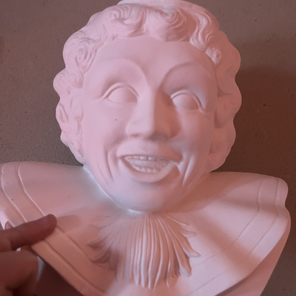 Large Jester Vase Unpainted Bisque Ceramic Vintage