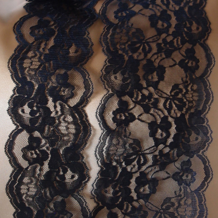 4" Black Lace Ribbon - 10 Yards