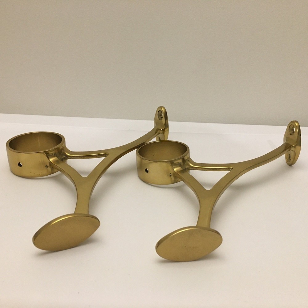 Solid Brass Bar Foot Rail Brackets SET OF 2