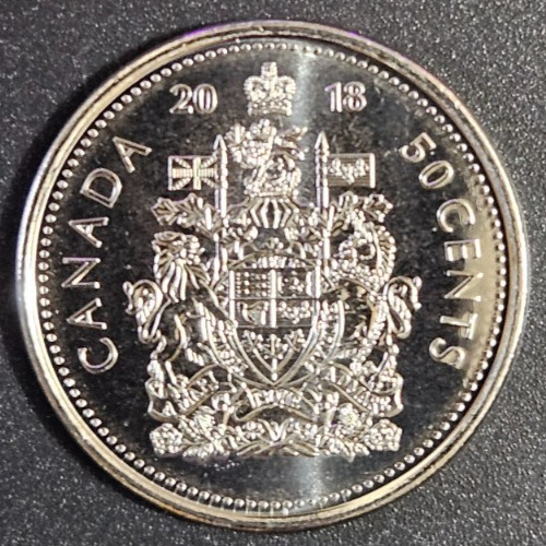 2018 Canada 50 Cents Coin Mint State BU #AB847