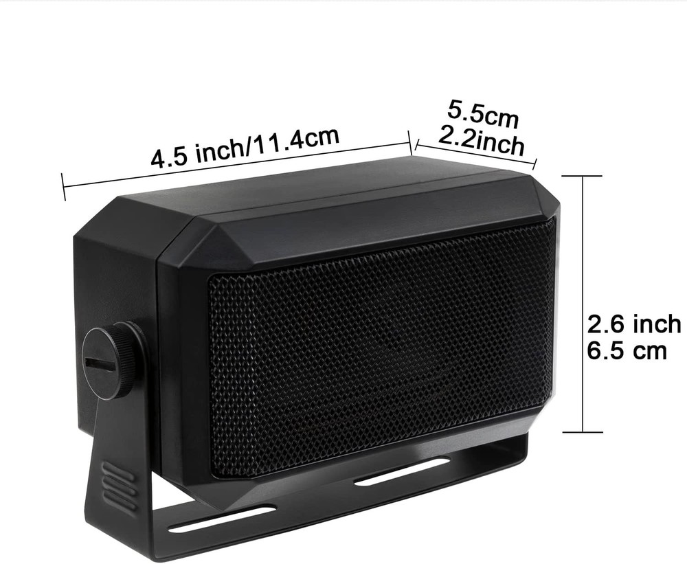 Compact Black Communications Speaker for CB & Ham Radio - Includes Mounting Kit