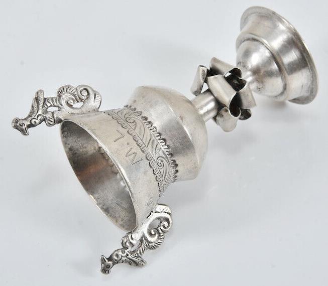 Antique Colonial America Solid Silver Jewish Kiddush Cup ca.1730 Irish Maker?