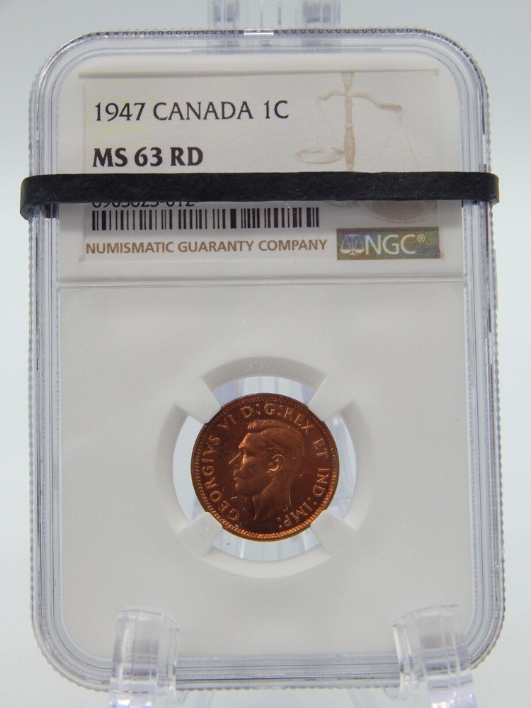 1947 CANADA MS64 RD NGC GRADED Canadian 1 CENT #BT433