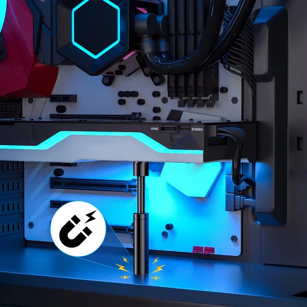 Black GPU Bracket Hard Anodized Aluminum Alloy w/Hidden Magnet for GPU Support