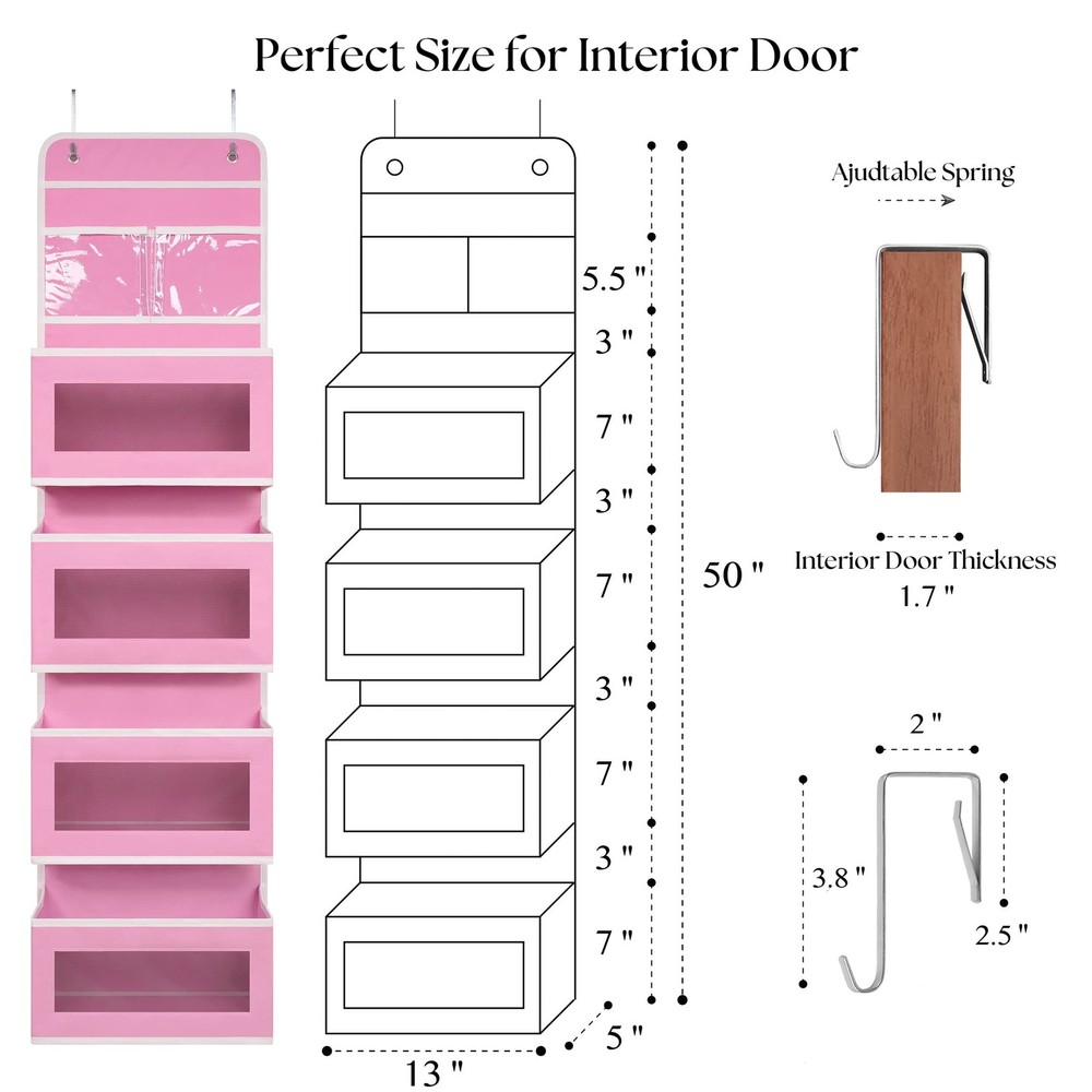 Over Door Organizer with 4 Large Capacity Pockets, Hanging Organizer Storage ...