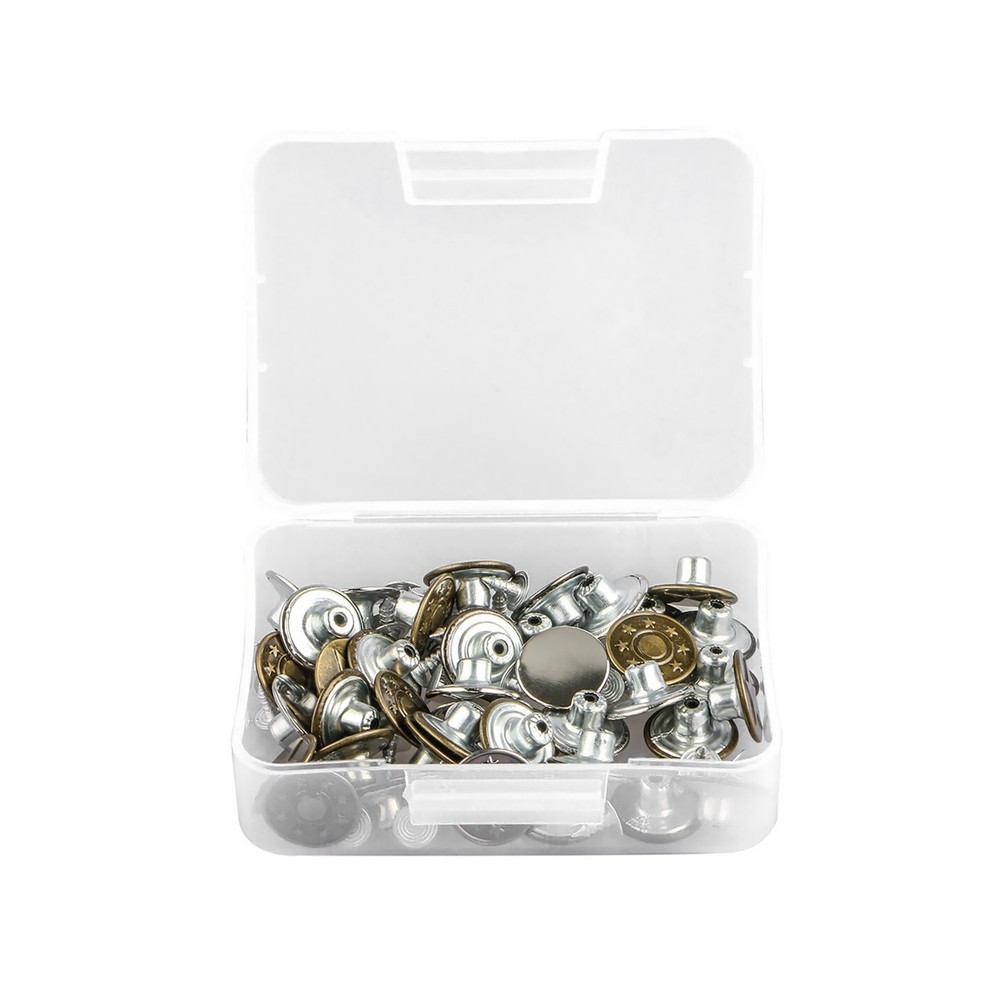 40Pcs Iron Jeans Button Tack Buttons Cap Replacement With Box For Sewing Pants