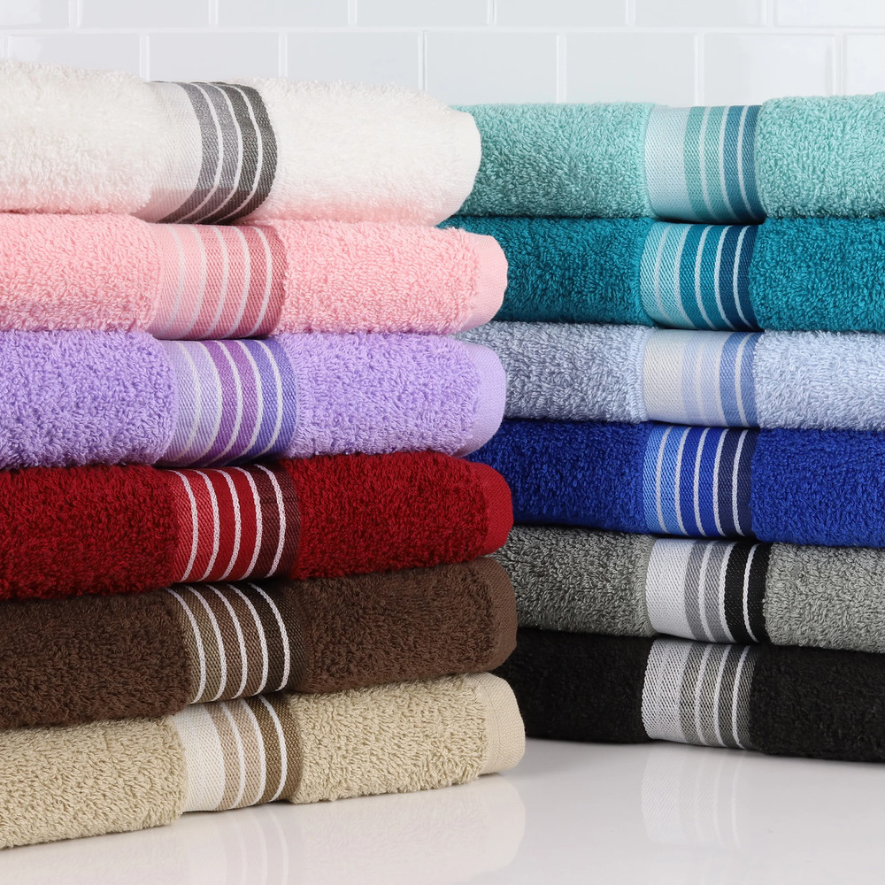 Mainstays Basic Bath Towel, Soft 100% Cotton and Highly Absorbent Striped Bath T