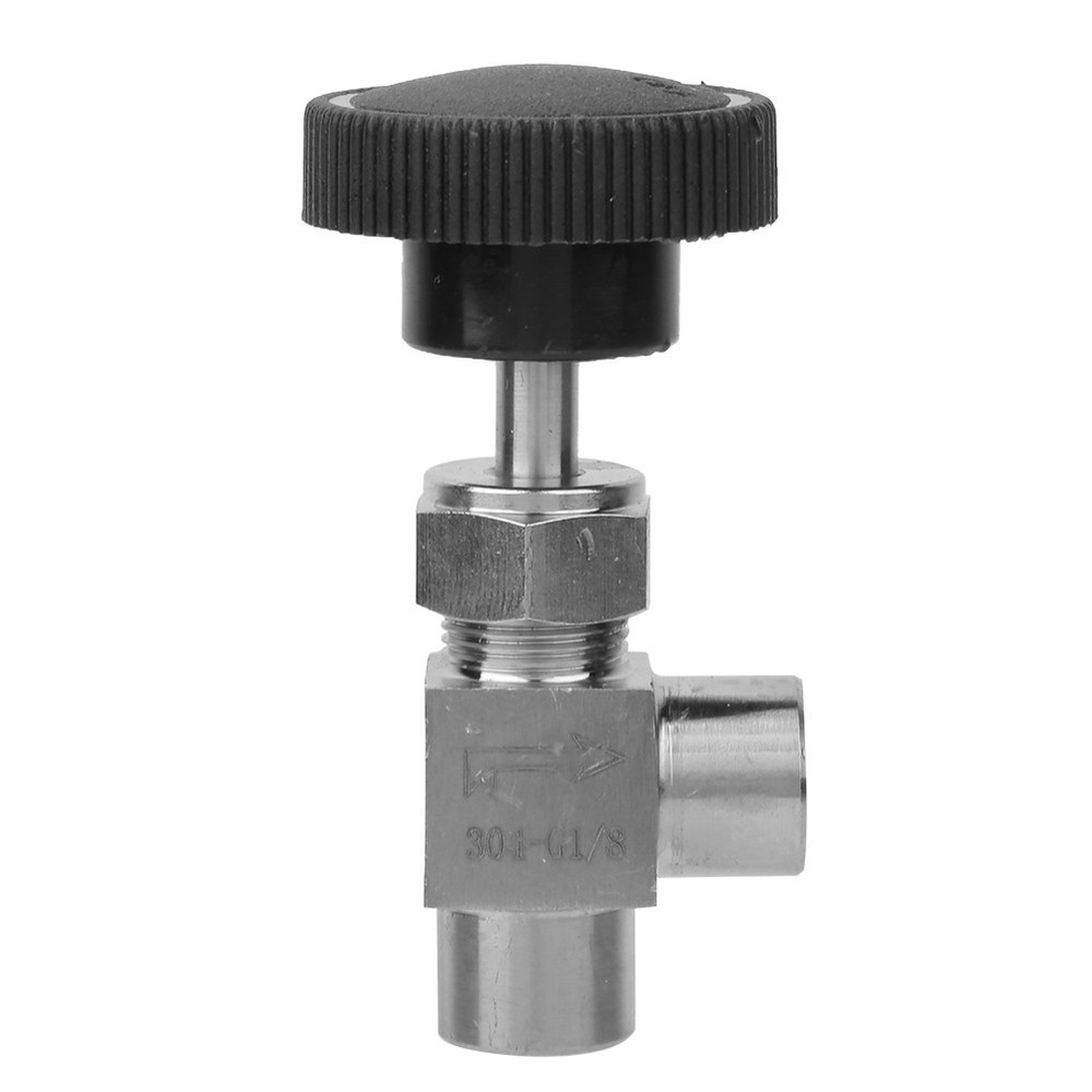 Black Handle 1/8 Inner Thread BSPP Female Thread Needle Valve Angle Type Stop Va