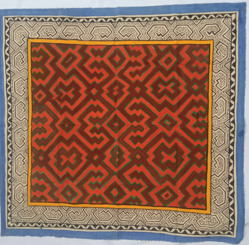 Shipibo Native  Kene Painted Textile  29” X 31”
