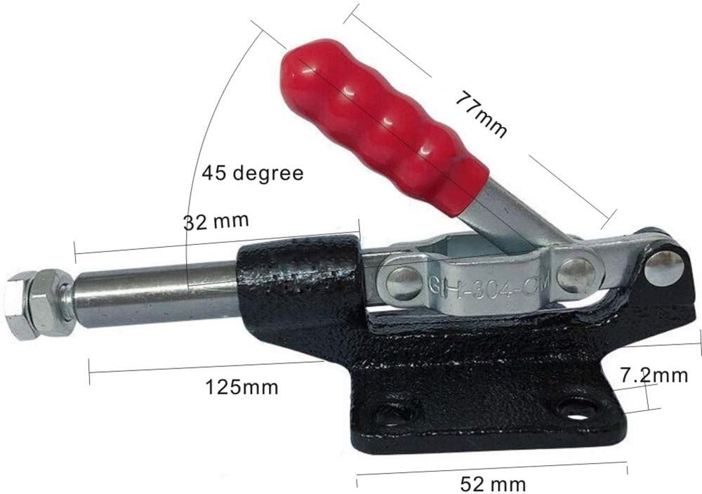 Push Pull Toggle Clamp, 500Lbs Holding Capacity 32mm Plunger 304C, Silver