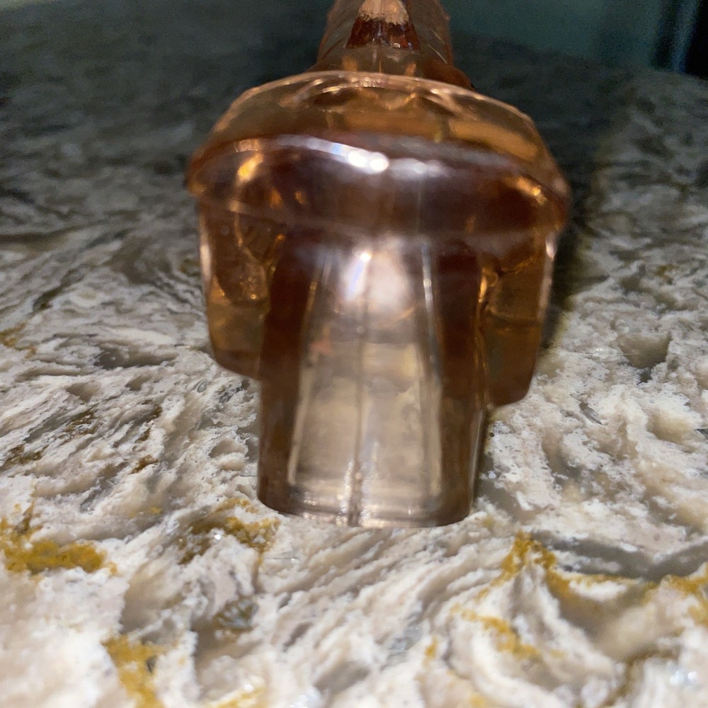 Vintage Pink Depression glass Train Engine candy container 5" long