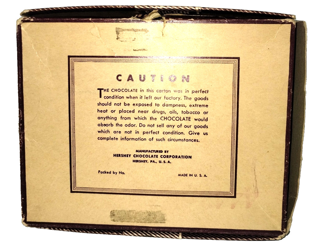 Vtg Hershey’s Chocolate Bar Empty Box Item No 104 24 Bars