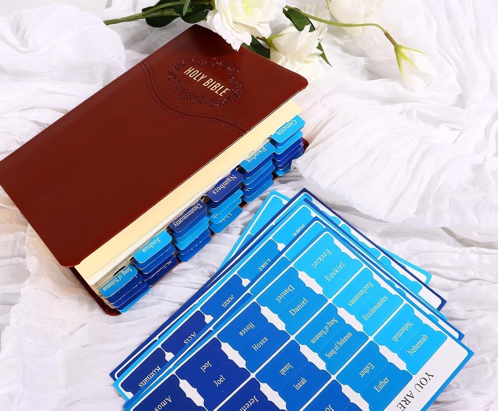 Blue Bible Tabs for Men Paper Index Tabs for Scripture Study & Chapter