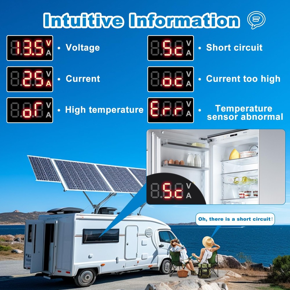 12V 30A Low Voltage Disconnect Module with Multi-Information Display and 0.1V...