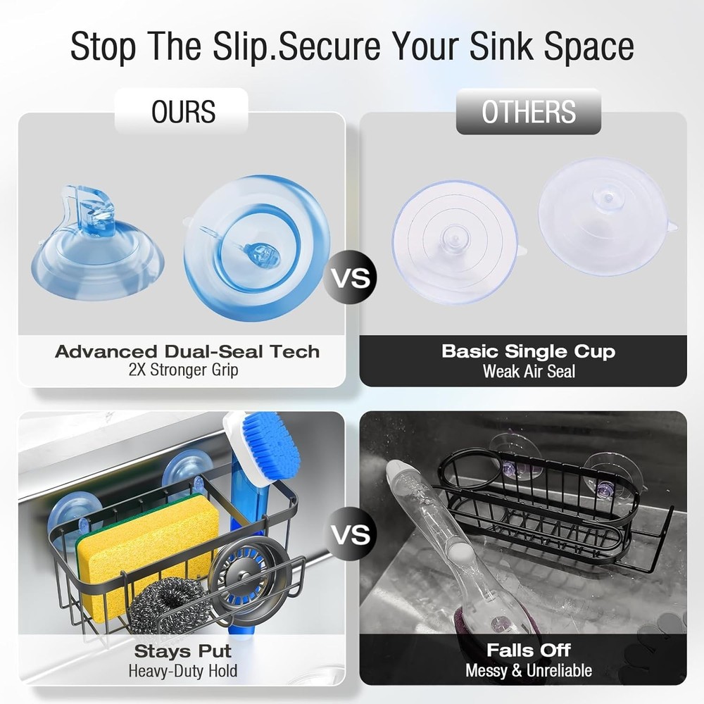 Organizador Esponja Cocina Bano Adhesivo Con Ventosa Extra 7.09"L x 4.33"W x 2.7