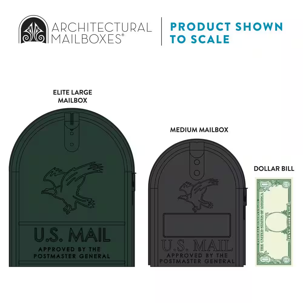 Elite Green, Large, Steel, Post Mount Mailbox