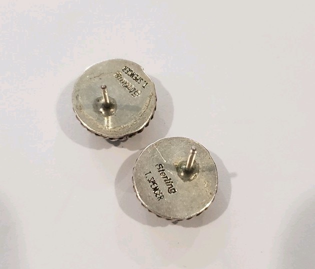 SOUTHWESTERN T. SPENCER STERLING SILVER AND RED ABALONE SHELL EARRINGS