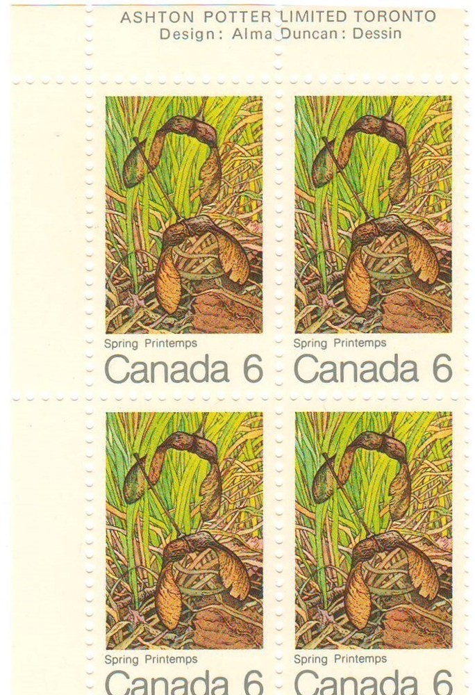 Canada #535  *Spring* Ashton Potter, Upper Left Plate Corner Block, MNH