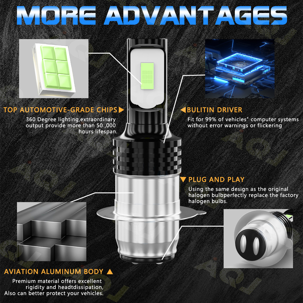 For Honda Rincon 650 680 2003-2015 2X H6 blue LED Hyper Headlight Light Bulbs