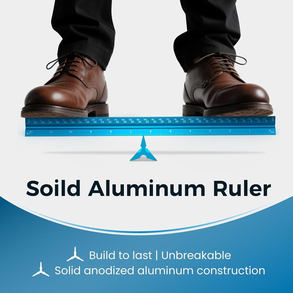 12-Inch Triangular Architect Scale Ruler - Durable Aluminum Measuring Tool