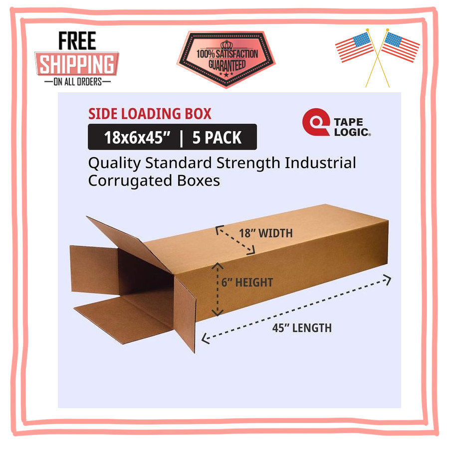 BFHD18645FOL Guitar Cardboard Boxes,18" x 6" x 45', Side Loading Corrugated