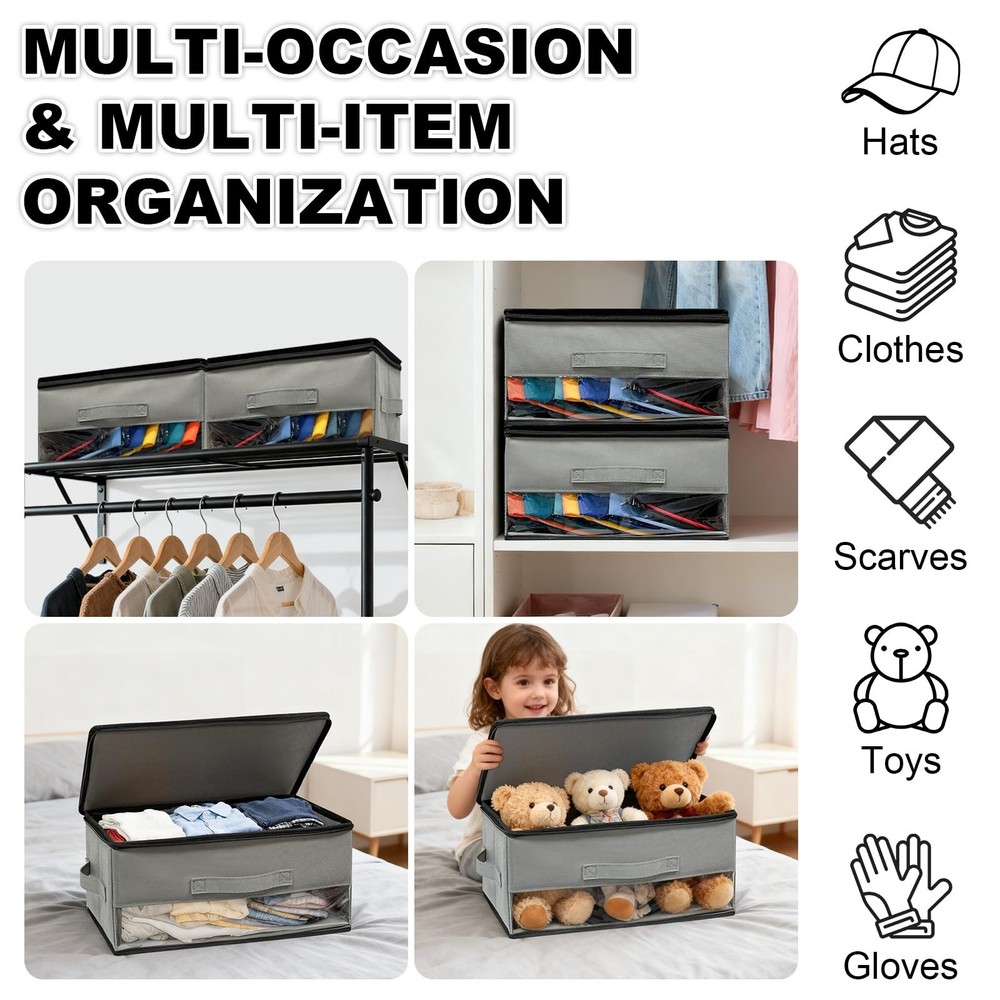 2 PCS Stackable Hat Storage for Baseball Caps, Space Saving Hat Organizer Box...