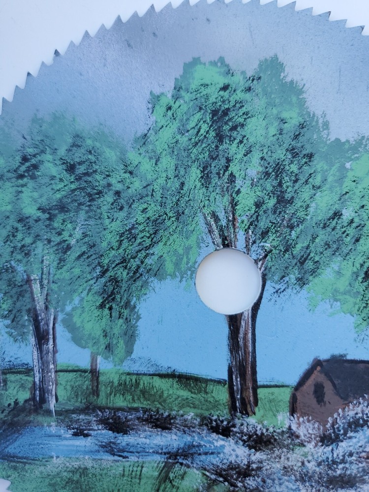 Hand painted saw blade 6 inches mill scene landscape