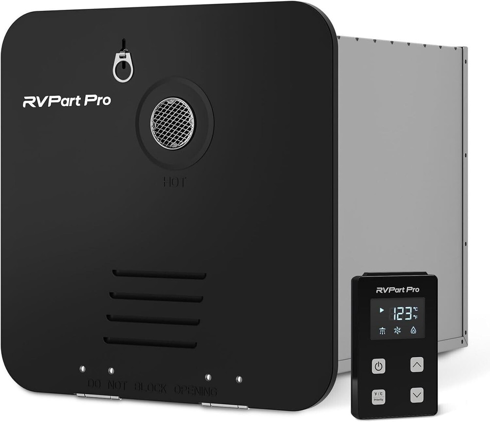 6L RV Tankless Water Heater Propane Gas 15x15" Black Door 42000BTU Camper