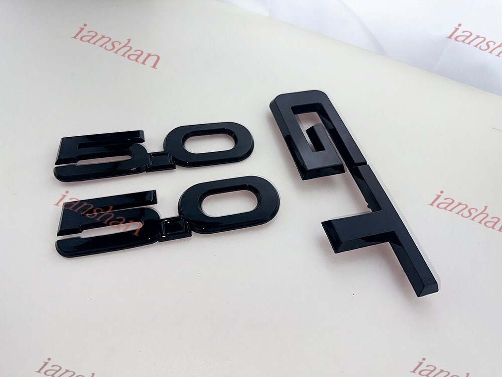 3X Set Side 5.0 Rear DeckLid GT Emblems Badges 3D Replacement Gloss Black