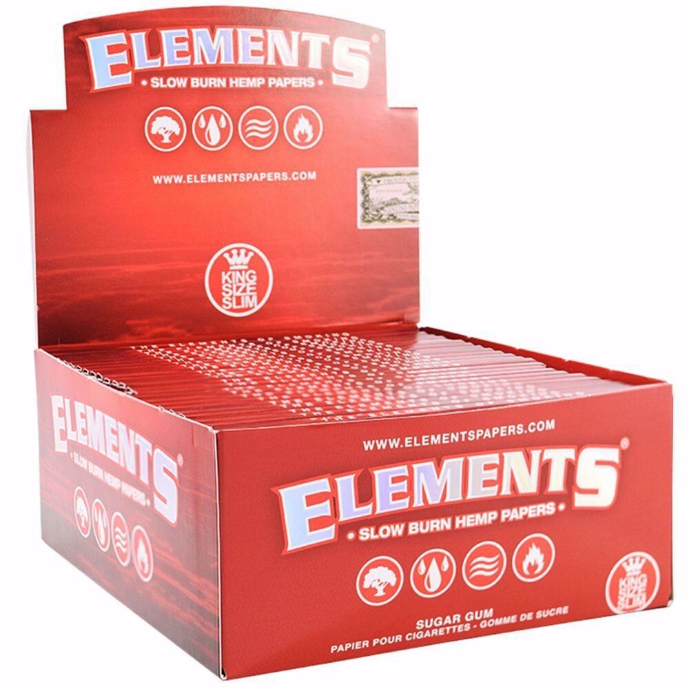 Elements RED King Size Slim Slow Burn rolling paper-50pks per display