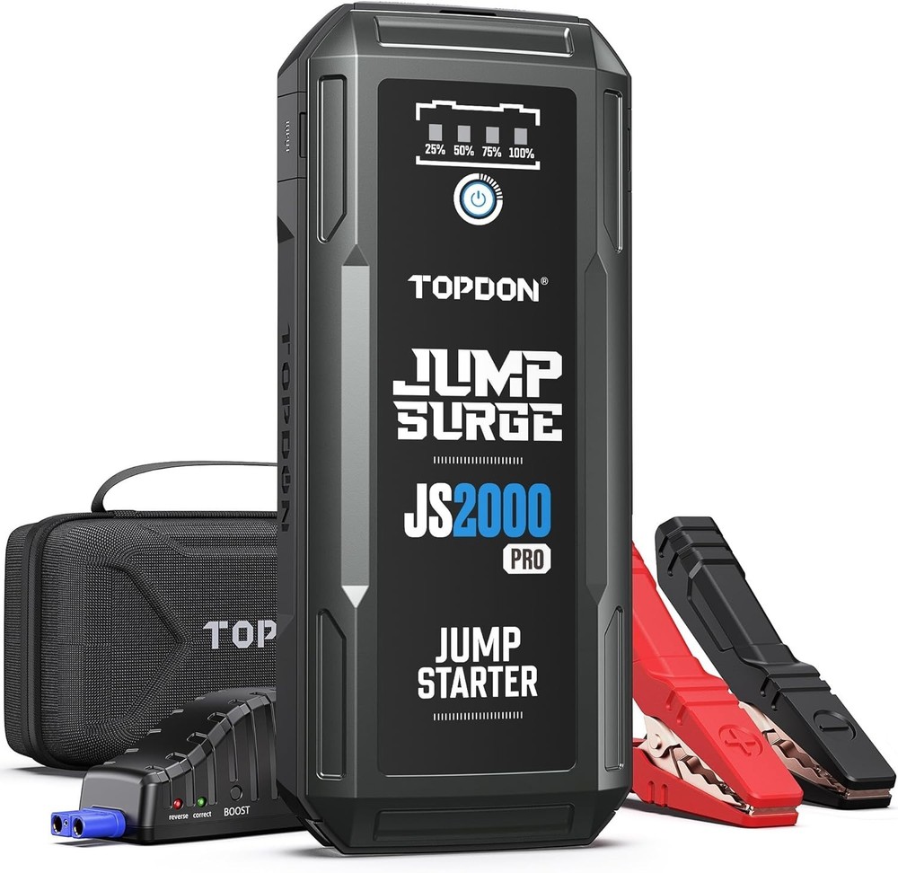 Car Battery Jump Starter, TOPDON 2000A Peak Starter for Up 2000A, gray