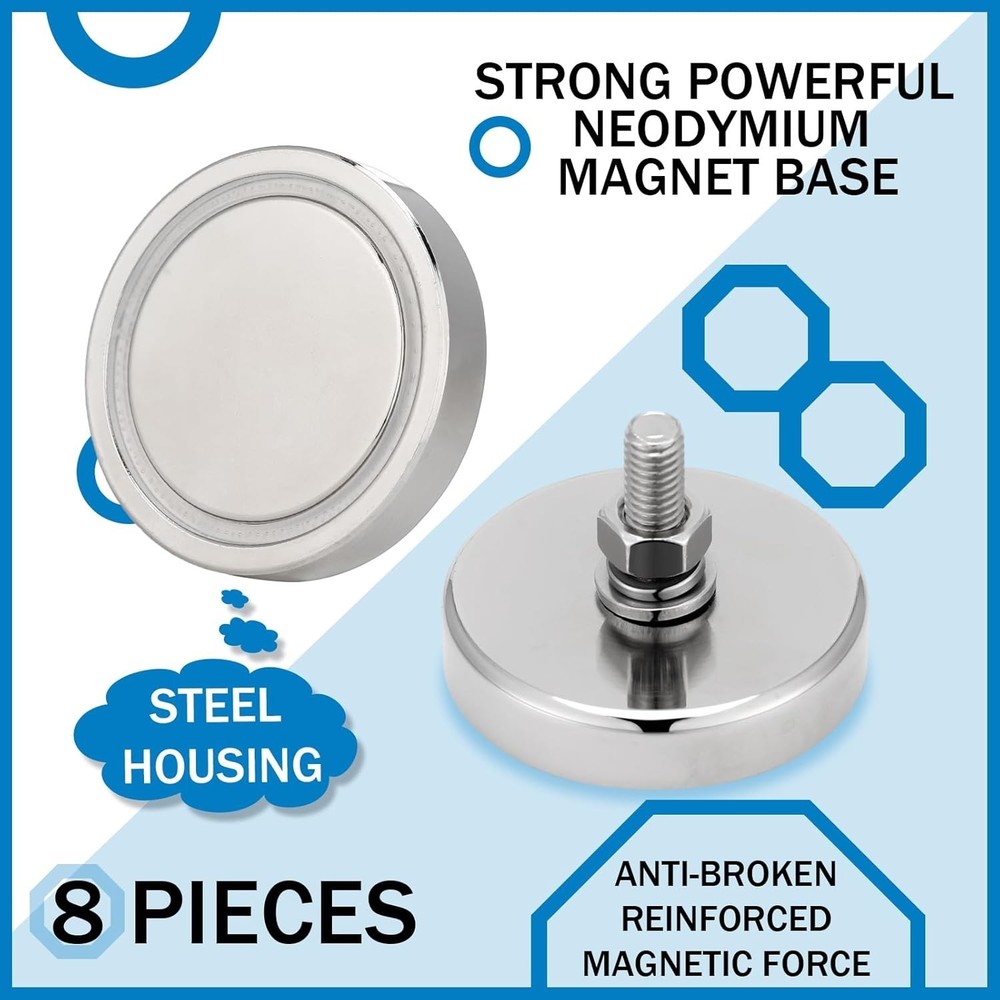 8 Pack Heavy Duty Neodymium Round Magnets - 150lb Pull Force for Various Uses