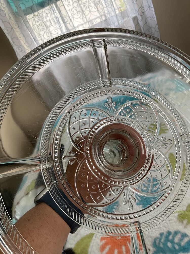 Vintage EAPG, Clear Glass Cake Stand, 11” Diameter!