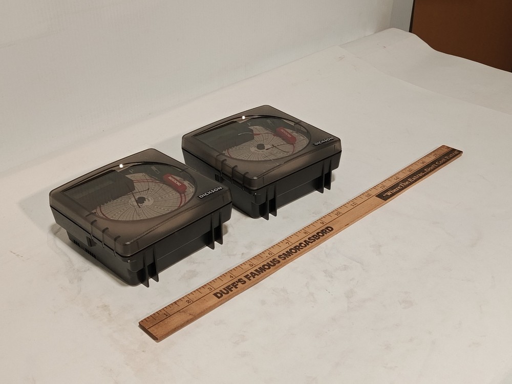 Dickson 4in temperature chart recorders, 7-day, LCD display as shown, untested